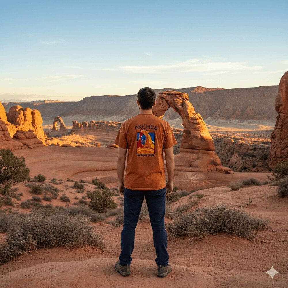 Arches National Park T-Shirt Orange‎ Gildan Graphic Tee Unisex Size medium